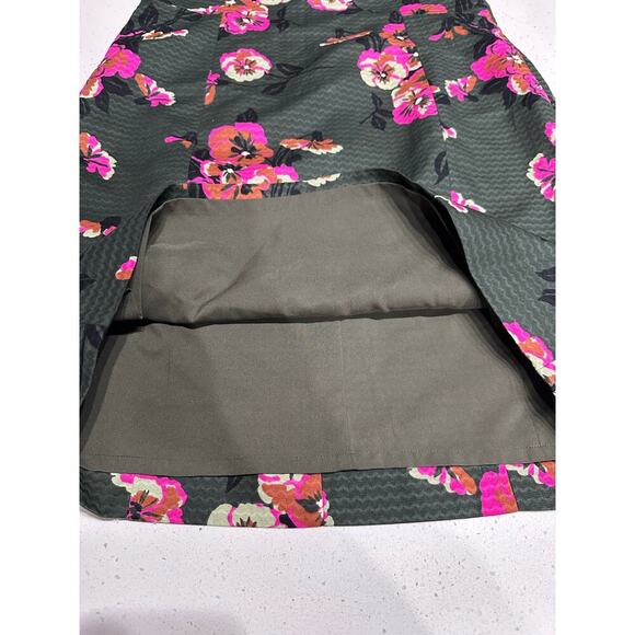 Fossil Sleeveless Dress Textured Army Green Floral Lined Sheath 6 Forest Fairy - Picture 7 of 10